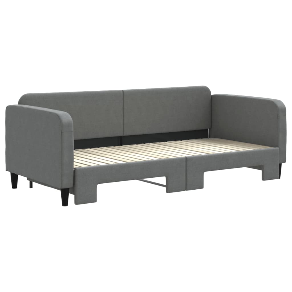 Sofá-cama com gavetão 90x200 cm tecido cinzento-escuro
