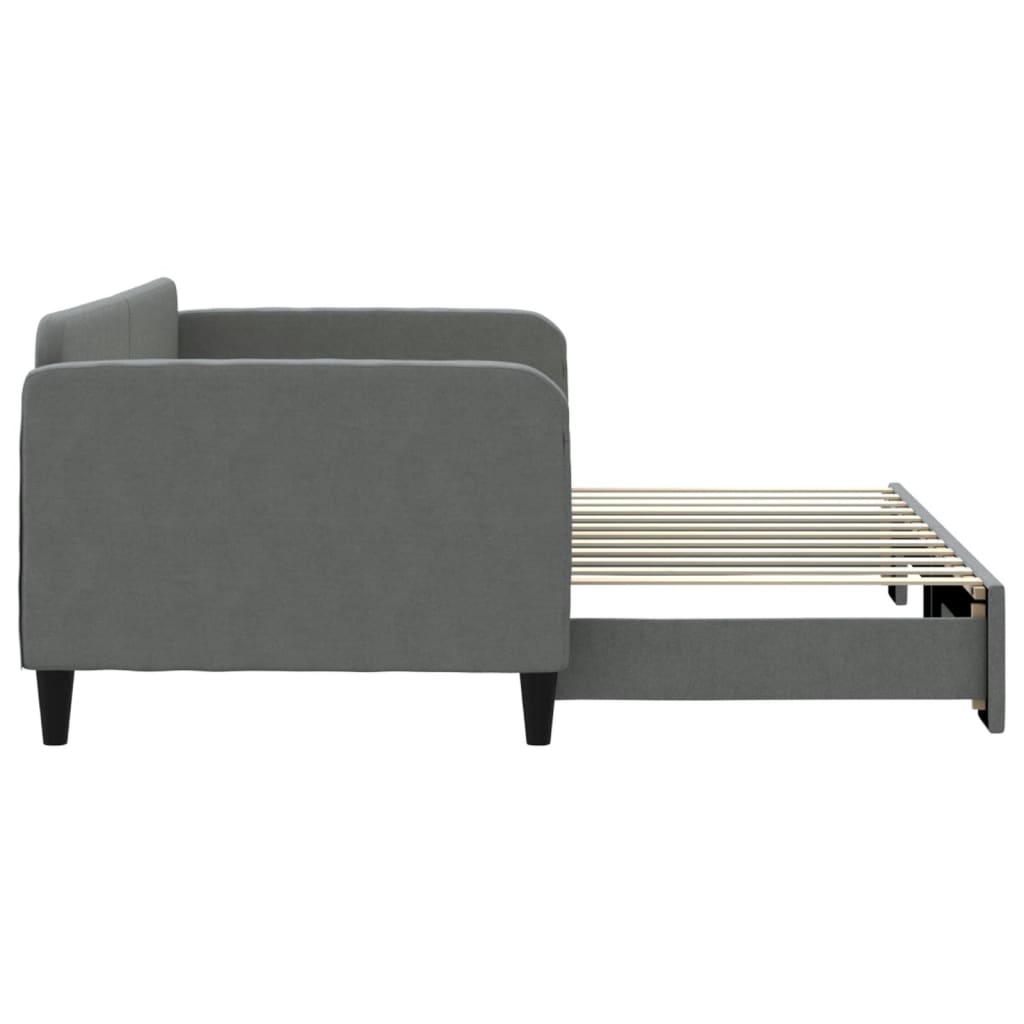 Sofá-cama com gavetão 90x200 cm tecido cinzento-escuro