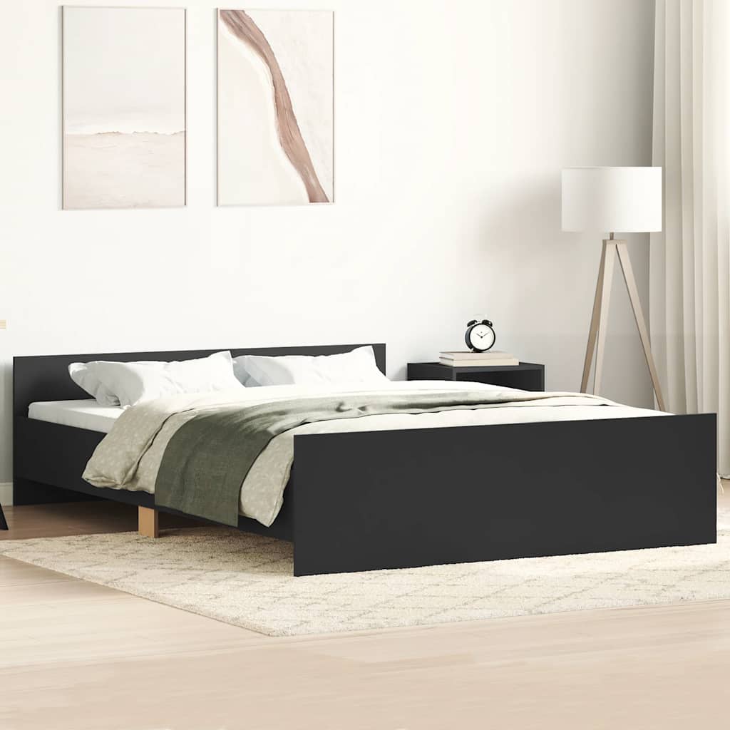 Estrutura cama c/ painéis de cabeceira e pés 140x200 cm preto