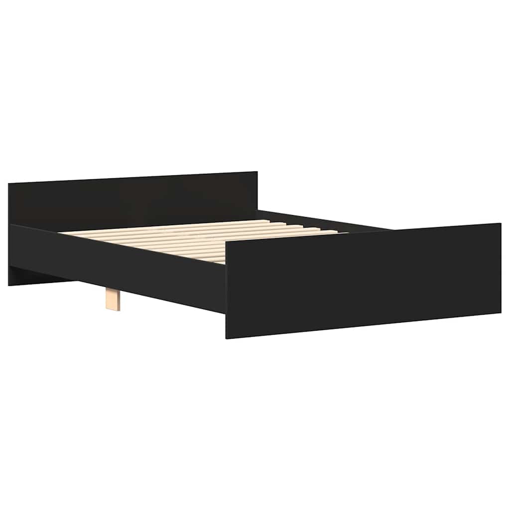 Estrutura cama c/ painéis de cabeceira e pés 140x200 cm preto