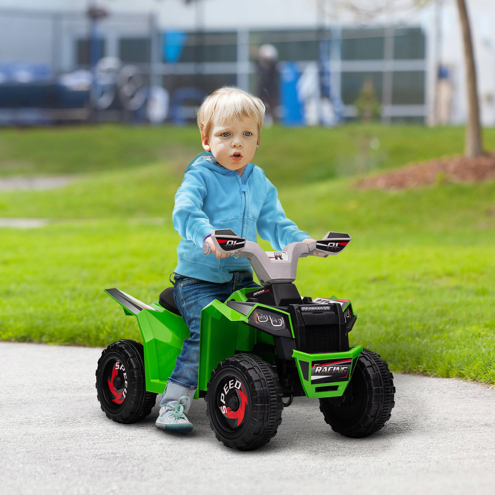 Quadriciclo elétrico para crianças veículo elétrico a bateria de 6v com velocidade de 2,5 km/h 70x41,5x48,5 cm verde