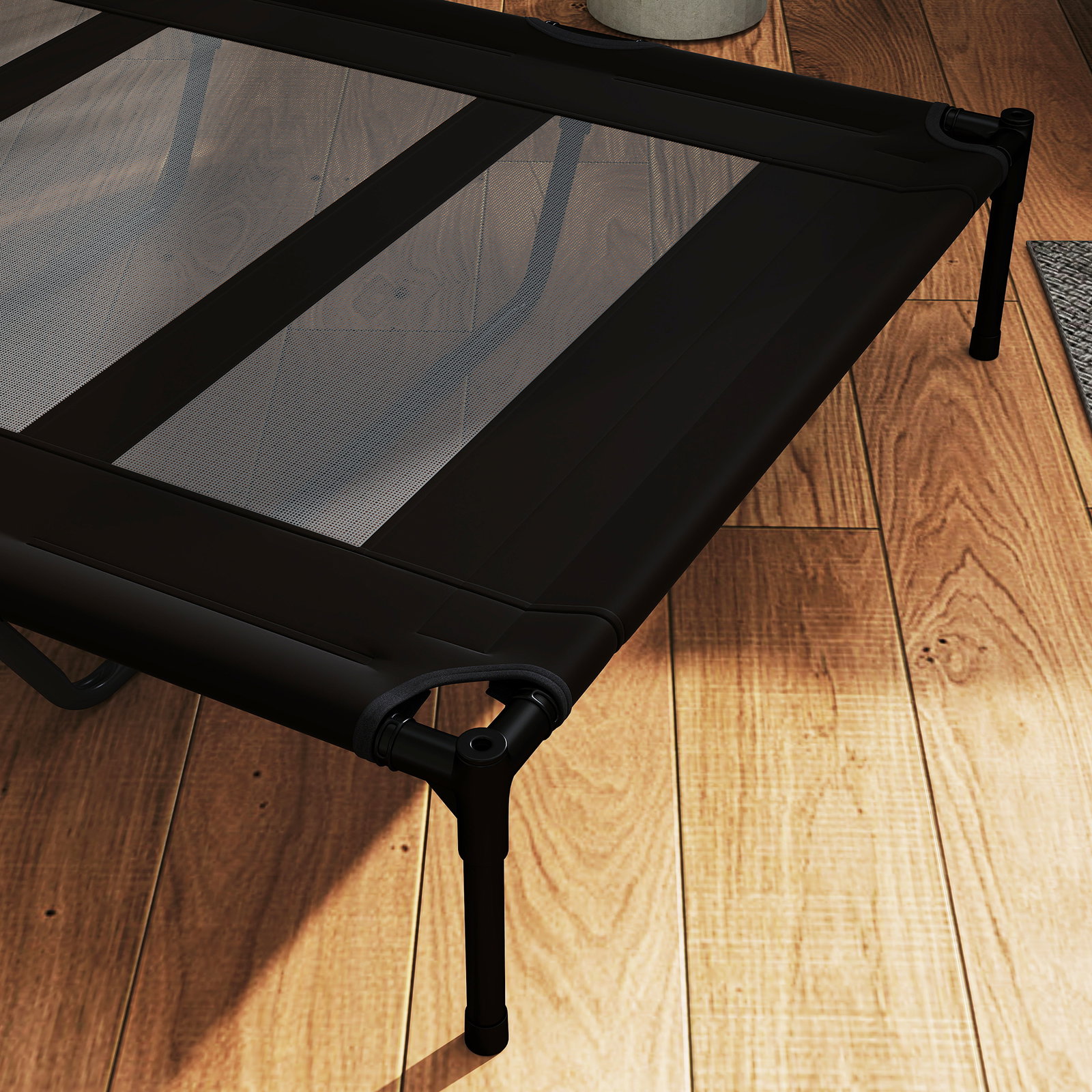 Cama elevada para cães com tecido transpirável para dormir relaxar cama para animais de estimação 122x92x23 cm preto
