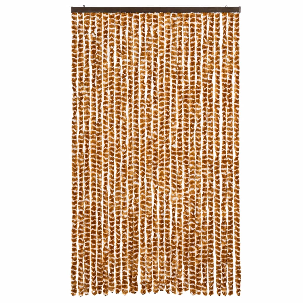 Cortina anti-insetos 118x220 cm chenille ocre e branco
