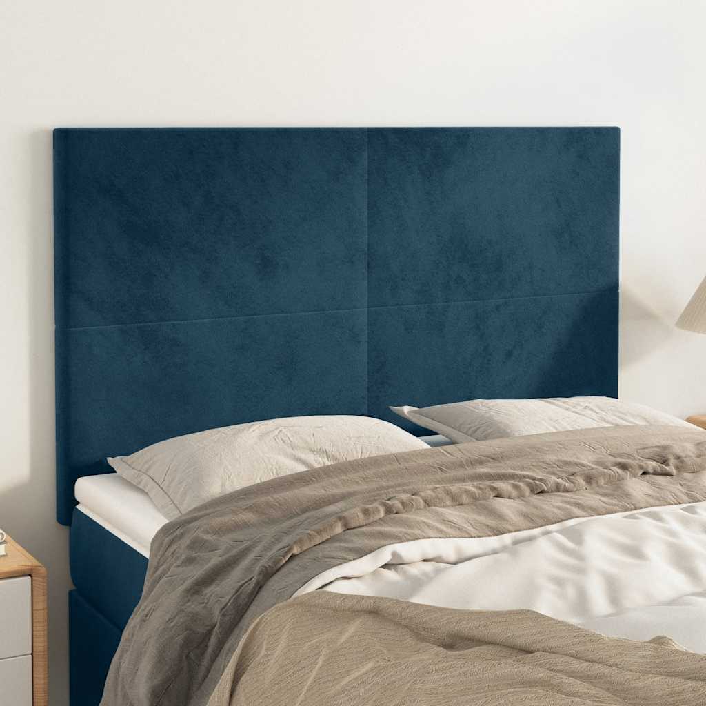Cabeceira azul escuro 144x5x118/128 cm veludo