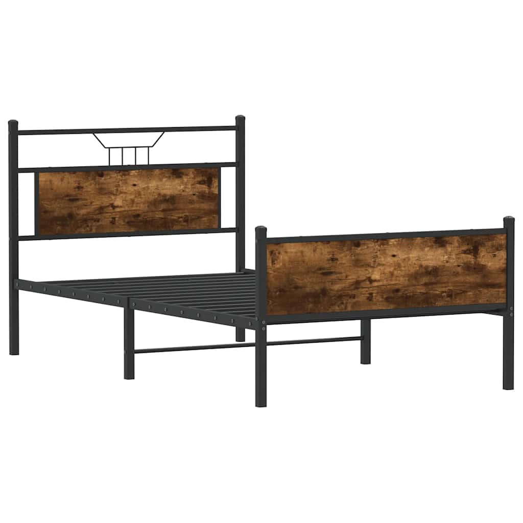 Estrutura de cama sem colchão 107x203 cm carvalho fumado