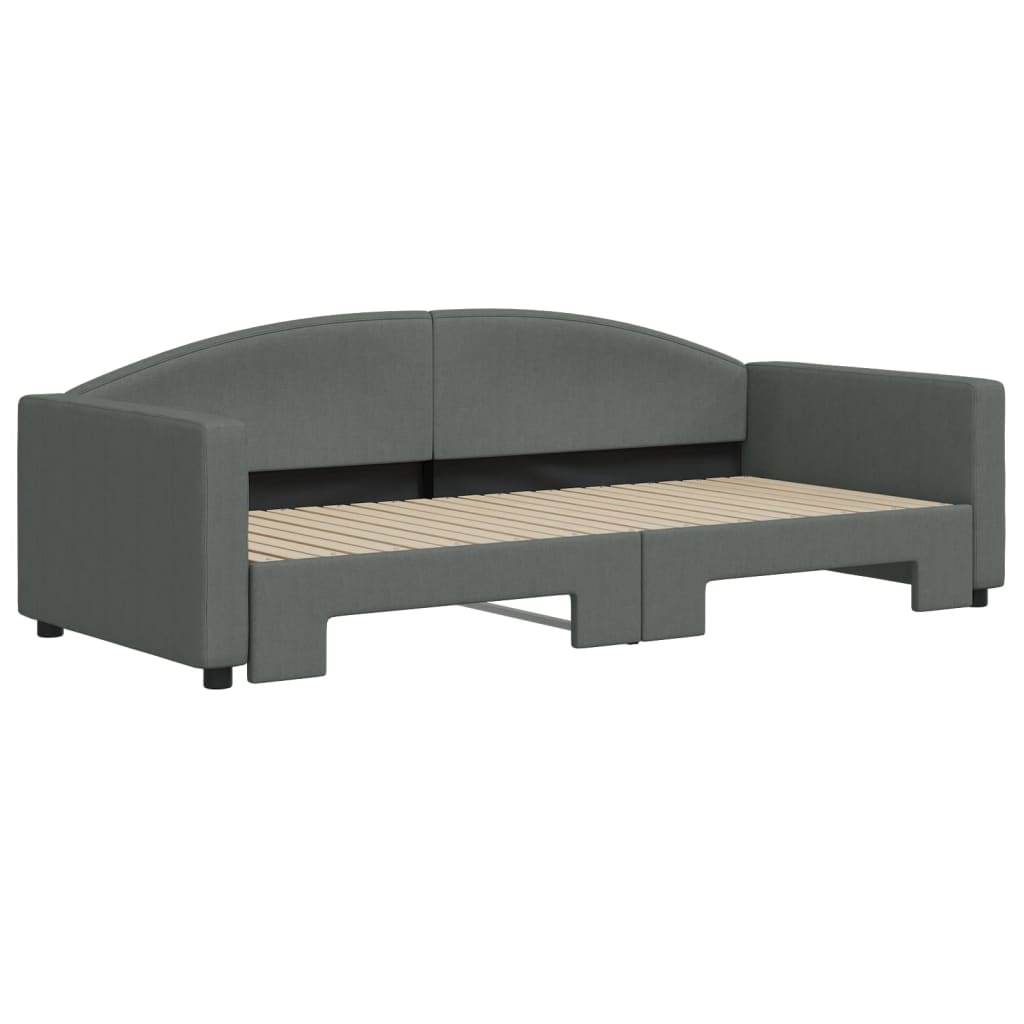 Sofá-cama com gavetão 90x200 cm tecido cinzento-escuro