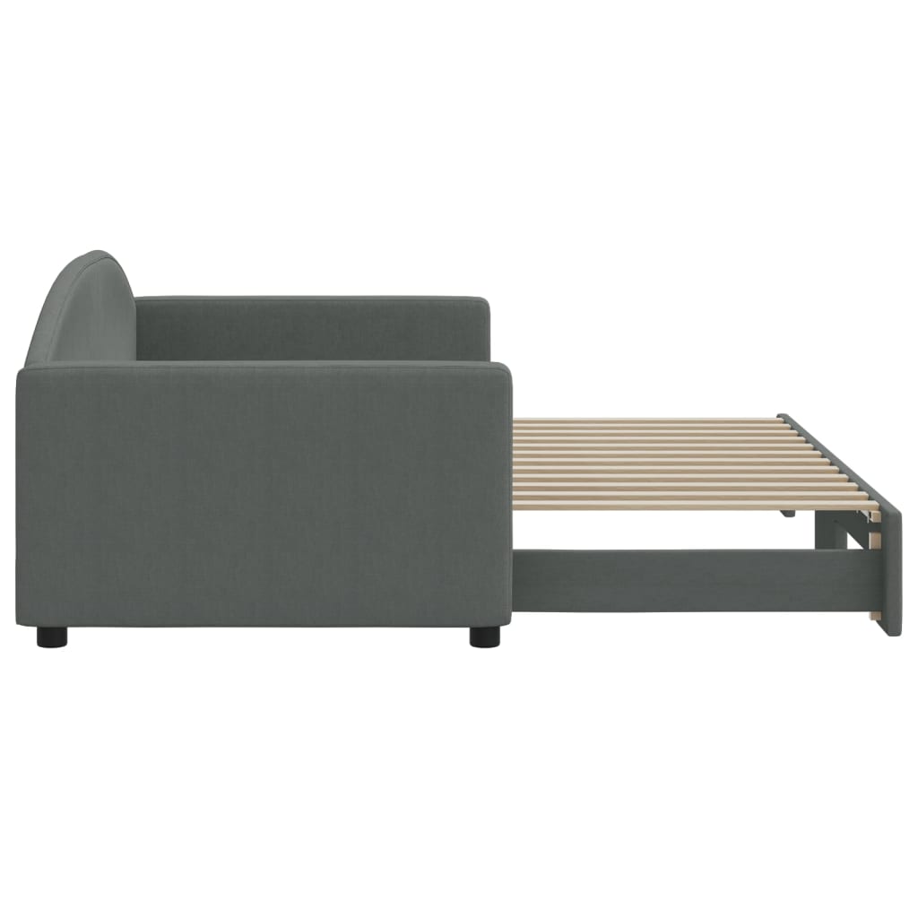 Sofá-cama com gavetão 90x200 cm tecido cinzento-escuro