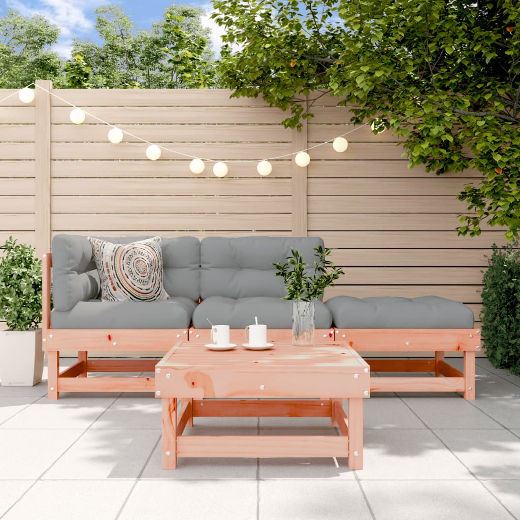 4 Pcs conjunto lounge de jardim madeira de douglas maciça