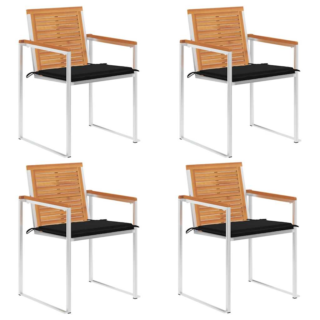 Cadeiras de jardim c/ almofadões 4 pcs madeira de acácia maciça