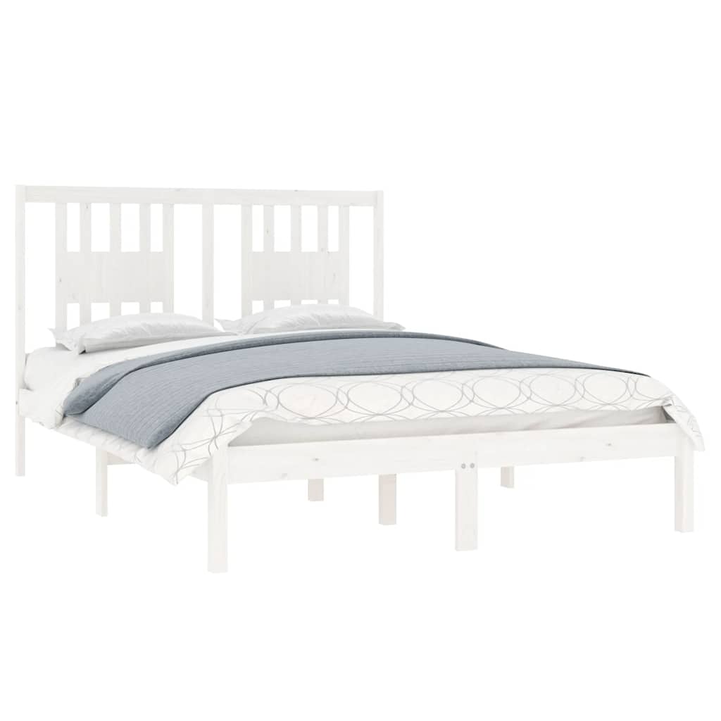 Estrutura de cama 140x190 cm madeira de pinho maciça branco