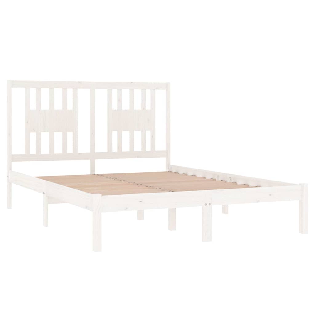 Estrutura de cama 140x190 cm madeira de pinho maciça branco