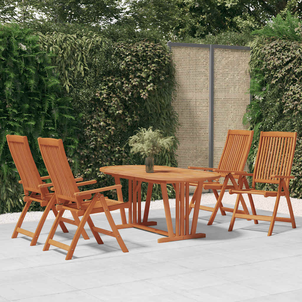 5 Pcs conj. jantar para jardim madeira de eucalipto maciça