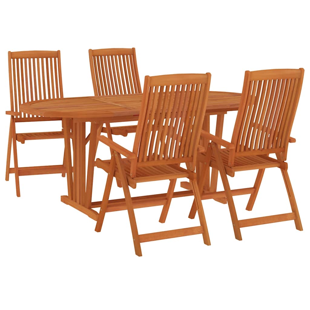 5 Pcs conj. jantar para jardim madeira de eucalipto maciça