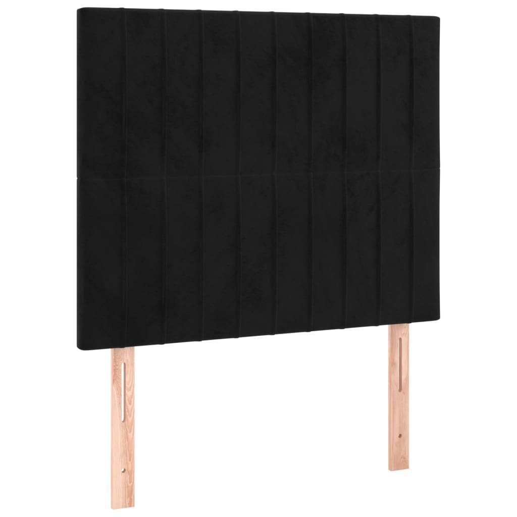 Cabeceira cama c/ LED veludo 100x5x118/128 cm preto