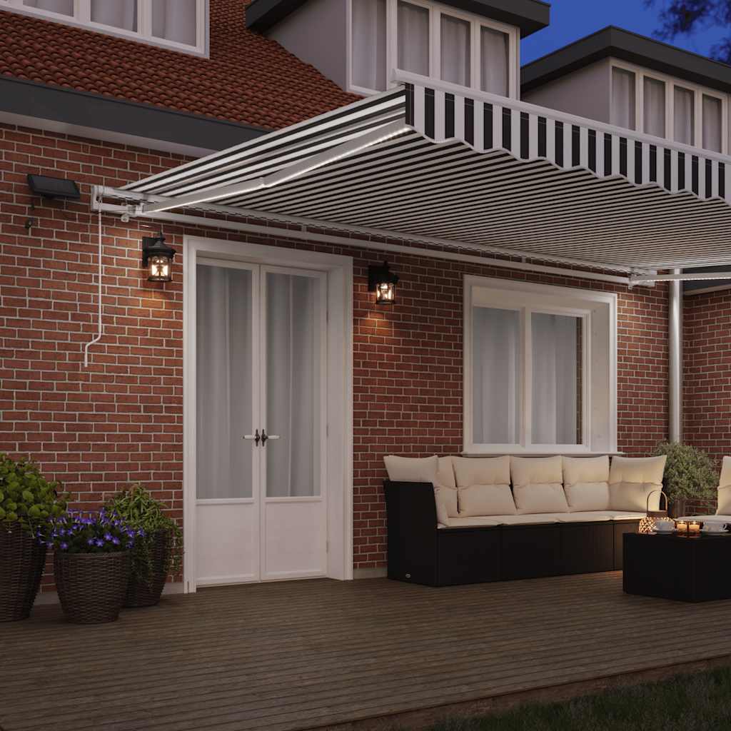 Toldo retrátil manual com LED 500x300 cm antracite/branco