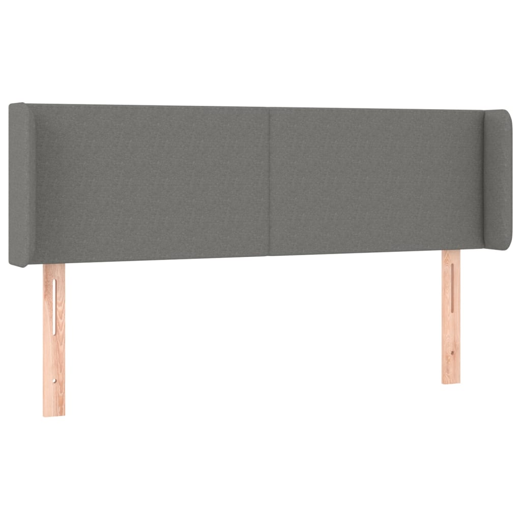 Cabeceira cama c/ luzes LED tecido 147x16x78/88cm cinza-escuro