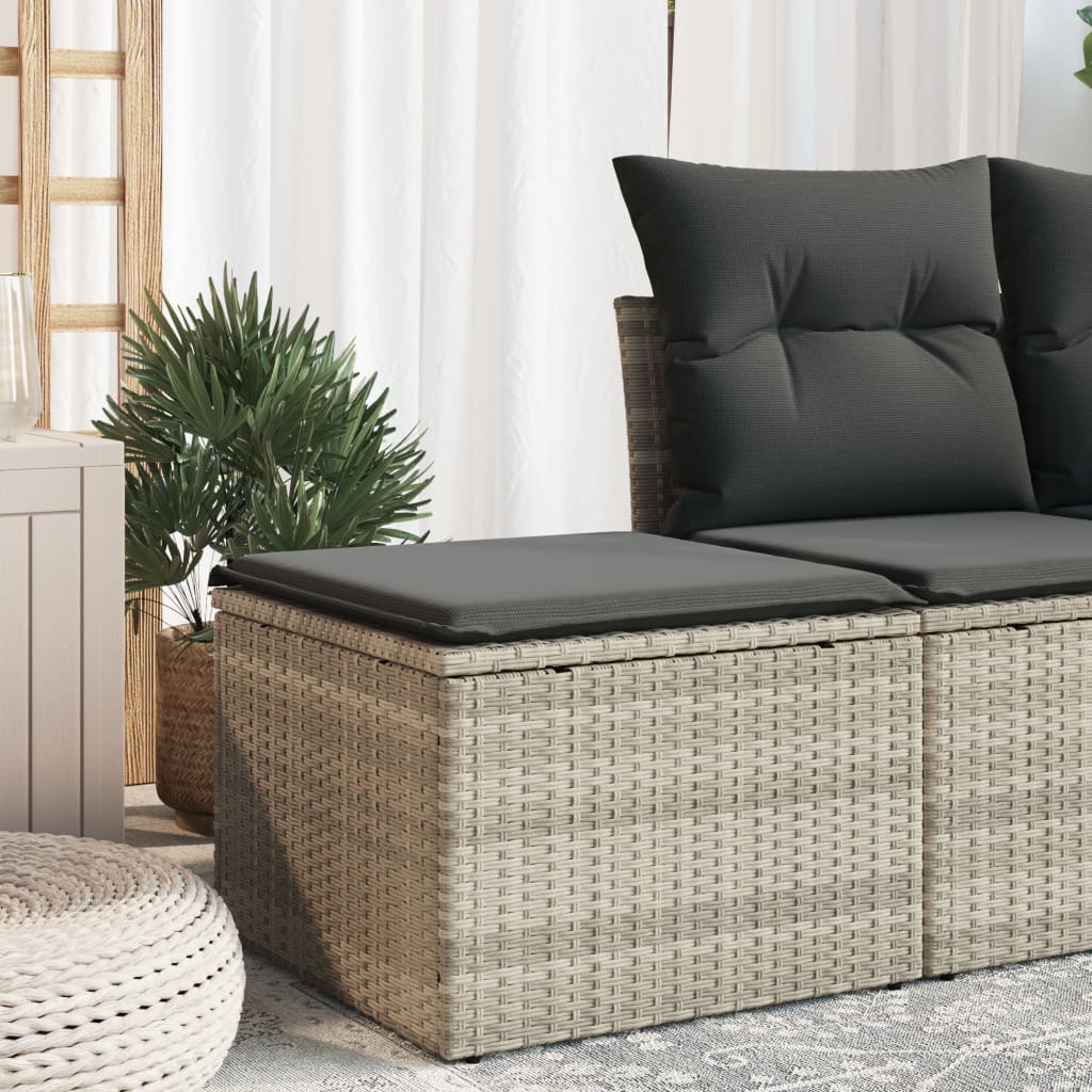 Banco de jardim com almofada 55x55x37 cm vime PE cinzento claro