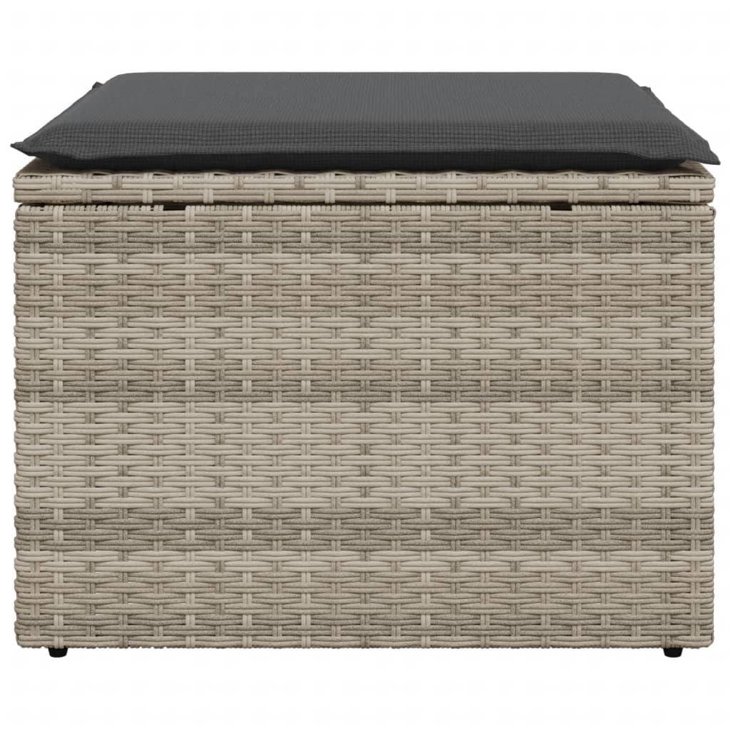 Banco de jardim com almofada 55x55x37 cm vime PE cinzento claro