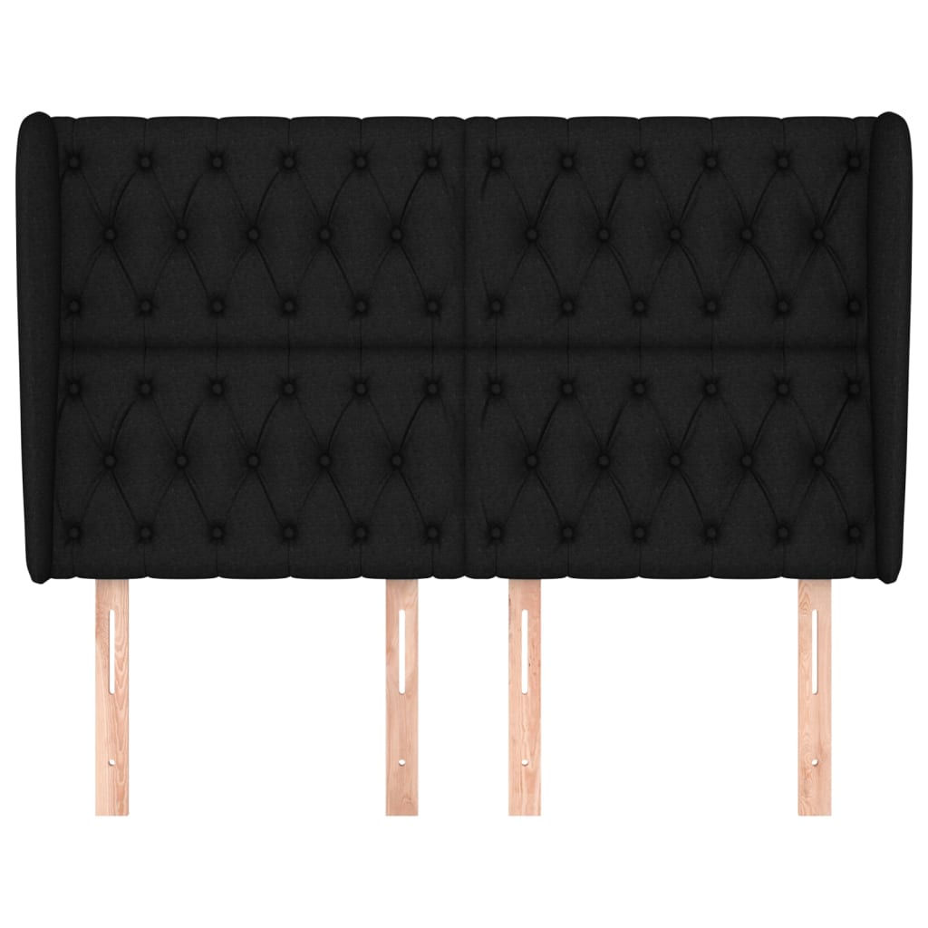 Cabeceira de cama c/ abas tecido 163x23x118/128 cm preto