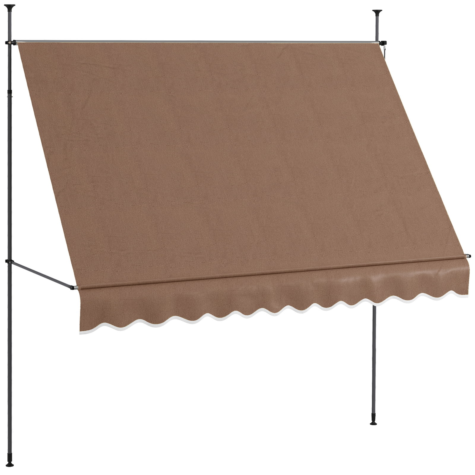 Toldo manual retrátil com manivela 300x120x210-300 cm com altura ajustável impermeável para jardim varanda marrom