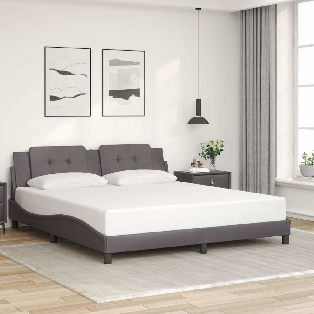Estrutura de cama sem colchão zadar 180x200cm couro artificial cinzento