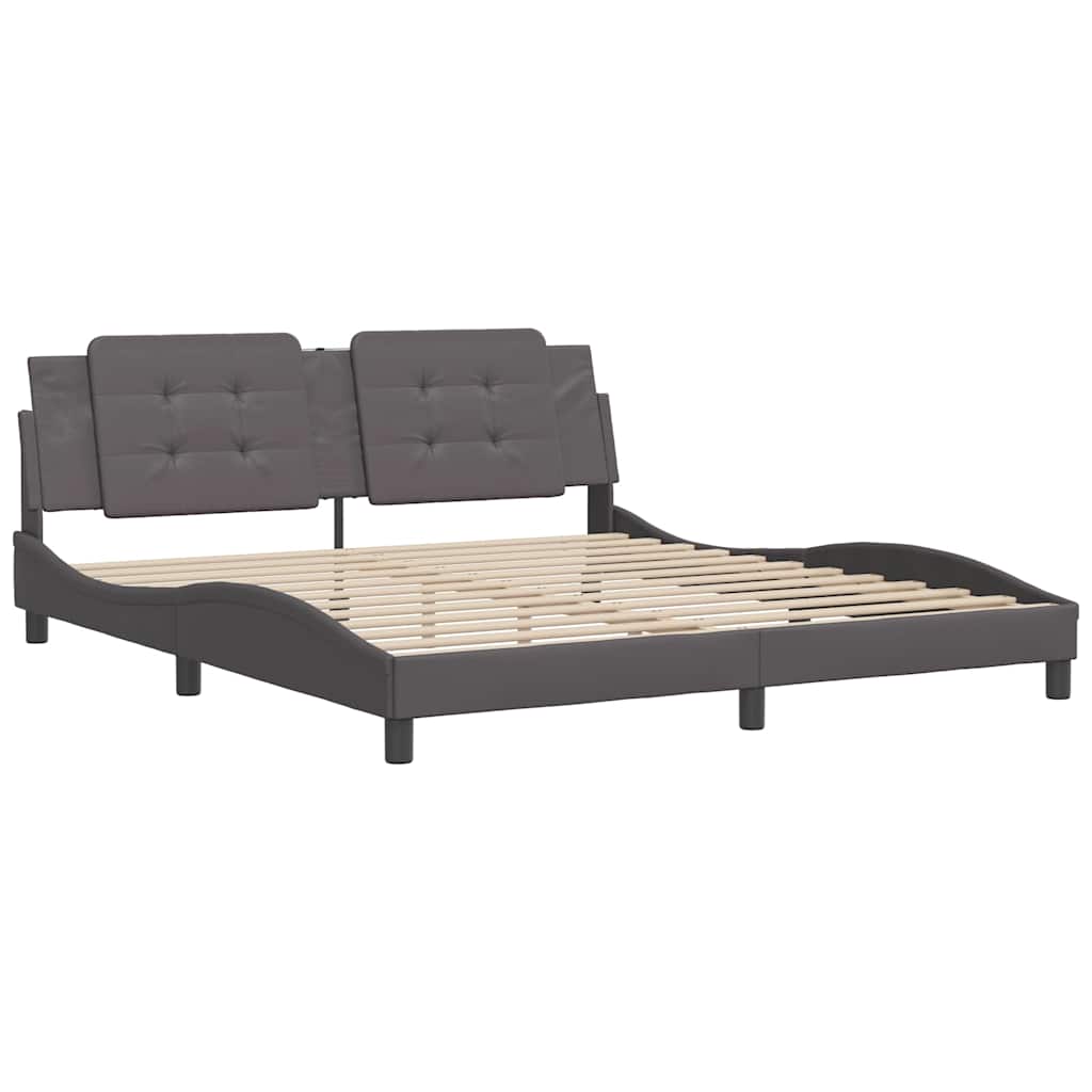Estrutura de cama sem colchão zadar 180x200cm couro artificial cinzento