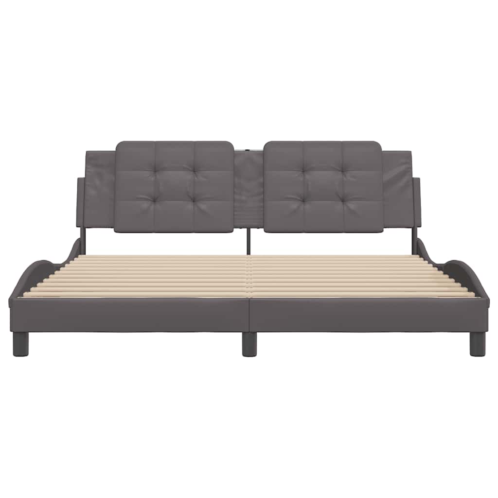 Estrutura de cama sem colchão zadar 180x200cm couro artificial cinzento