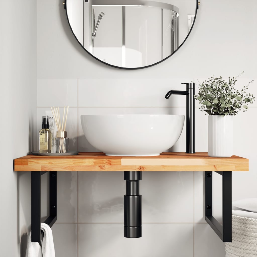 Tampo p/ móvel de wc 100x60x4cm acácia maciça acabamento a óleo