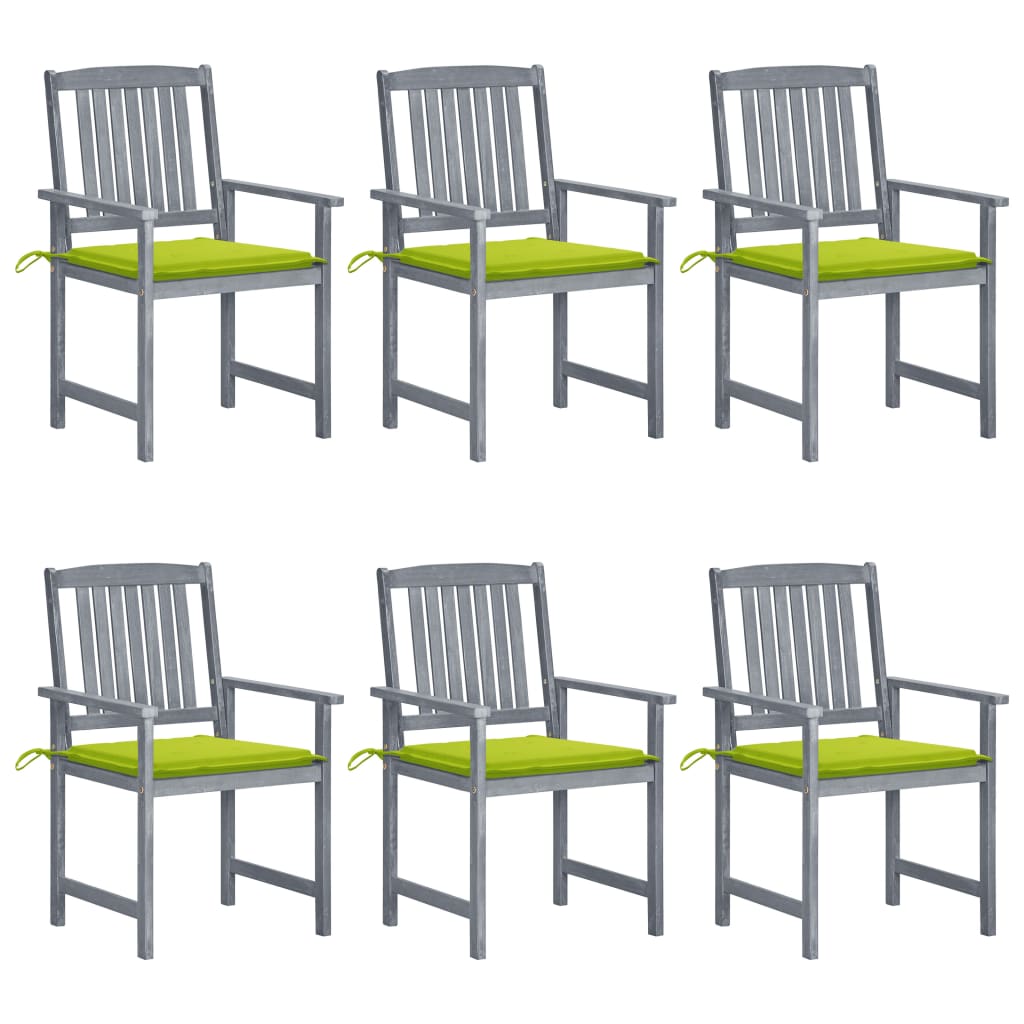 Cadeiras de jardim c/ almofadões 6 pcs acácia maciça cinzento