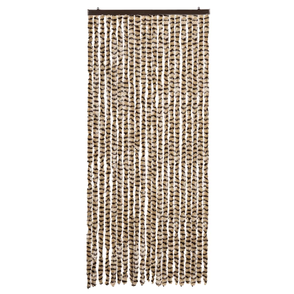 Cortina anti-insetos 90x200 cm chenille bege e castanho