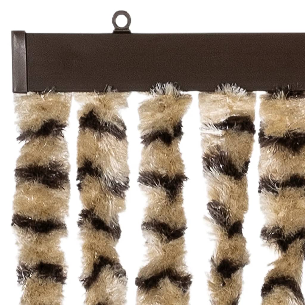 Cortina anti-insetos 90x200 cm chenille bege e castanho