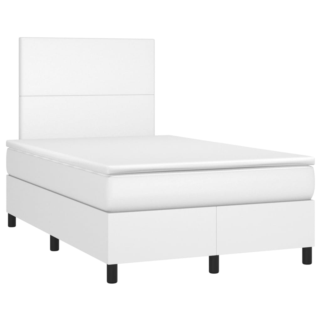 Cama com molas/colchão 120x200 cm couro artificial branco