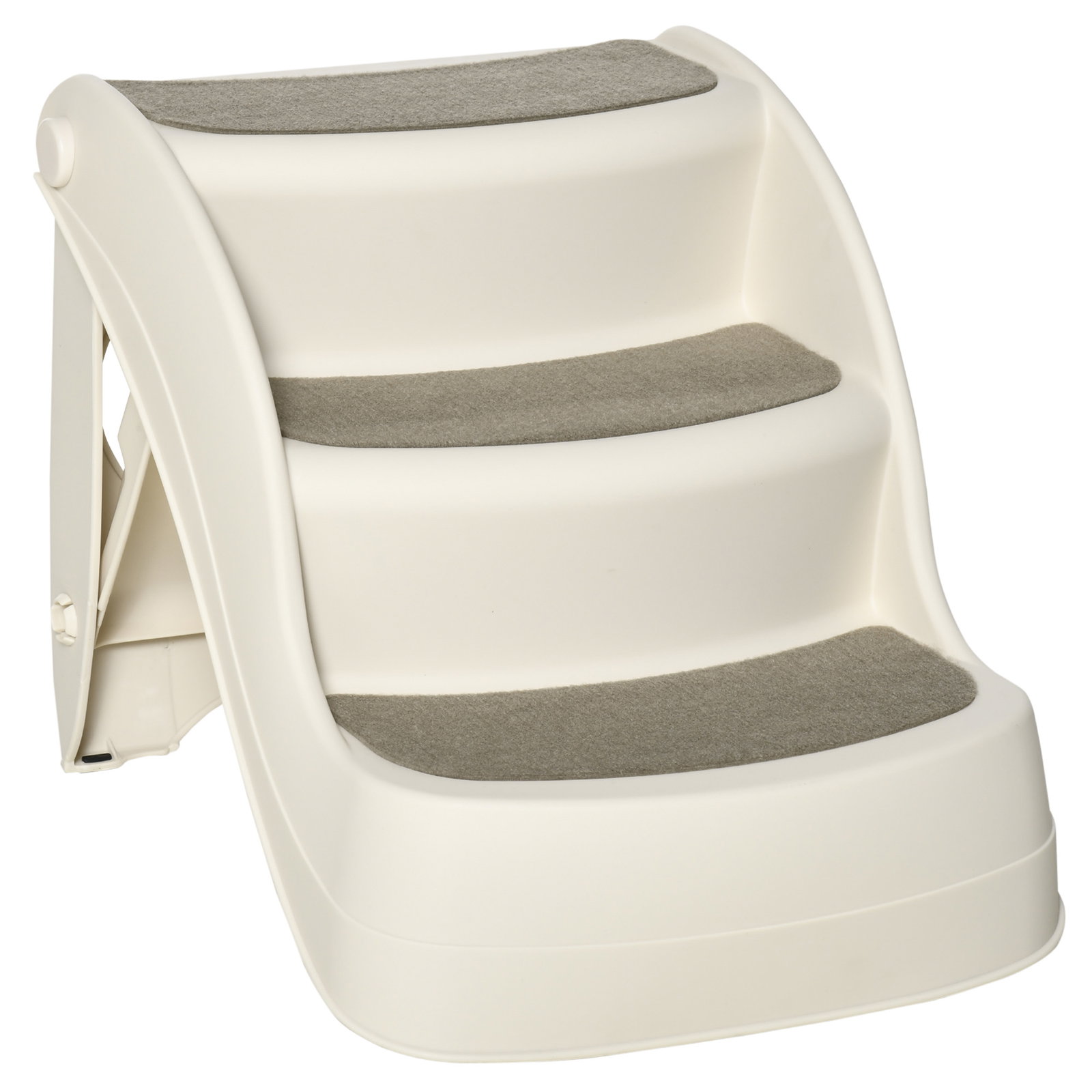 Escada para cães de 3 degraus dobrável escada para animais de estimação com tapetes antiderrapantes 49x38x38cm creme