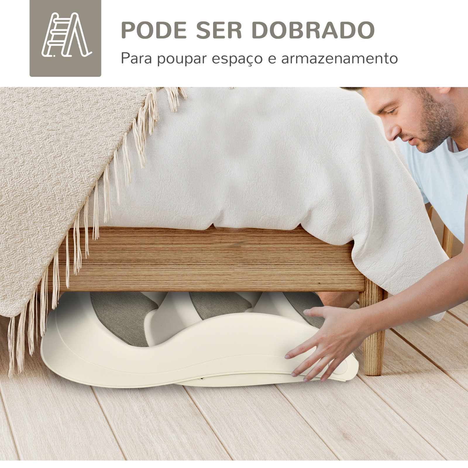 Escada para cães de 3 degraus dobrável escada para animais de estimação com tapetes antiderrapantes 49x38x38cm creme