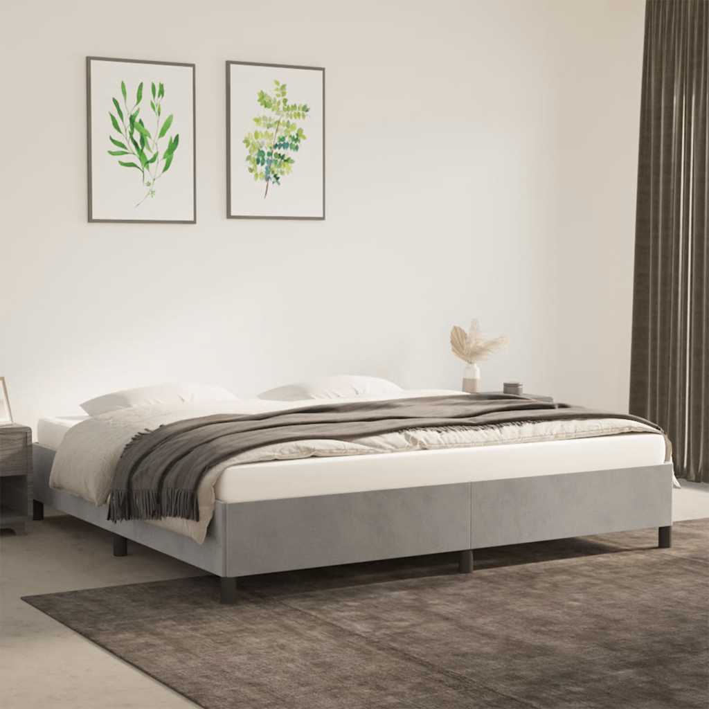 Estrutura de cama sem colchão 200x200 cm veludo cinzento-claro