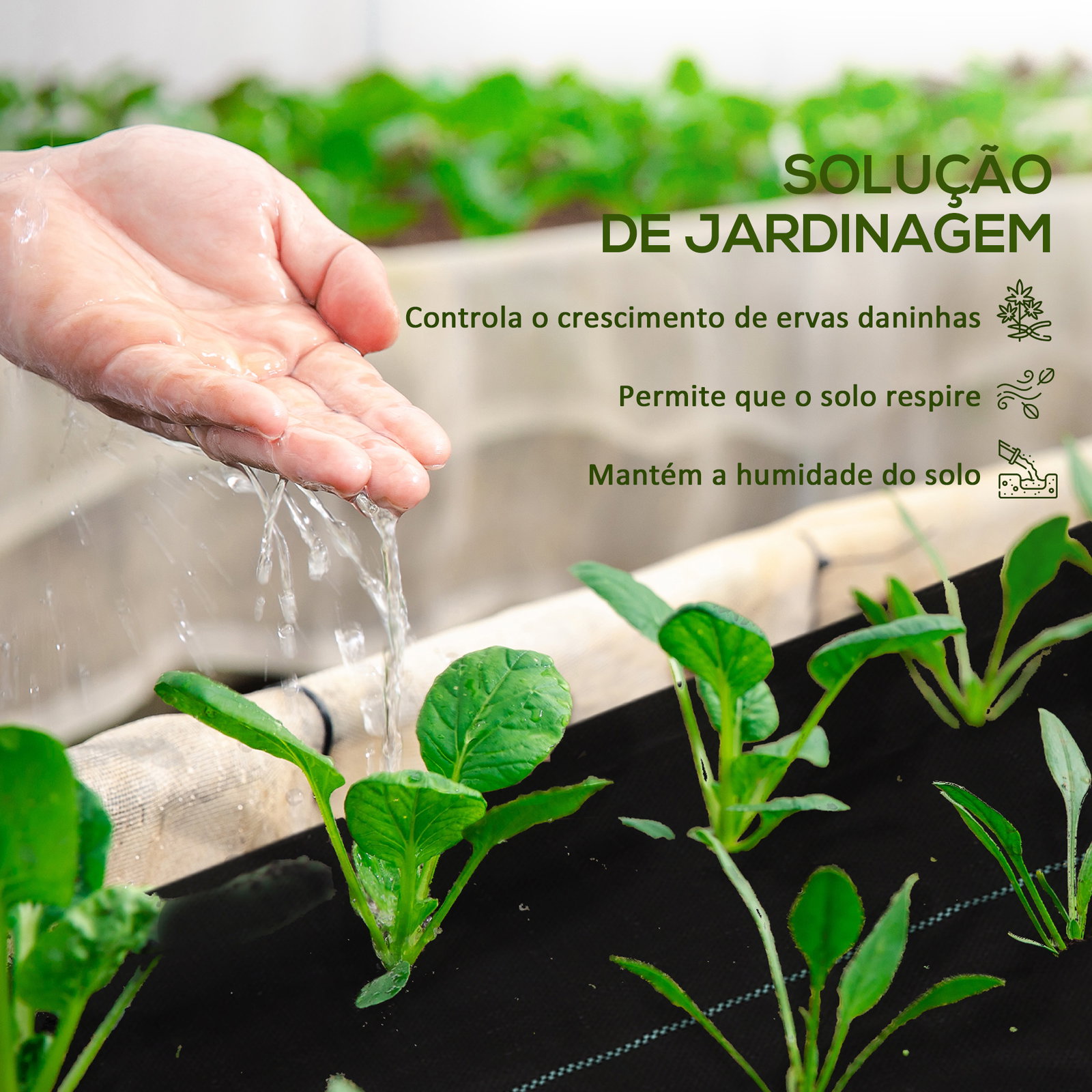 Rolo de malha anti-ervas 2x25 m malha geotêxtil 60 g/m² para controlo de ervas daninhas de jardim malha anti-ervas preta