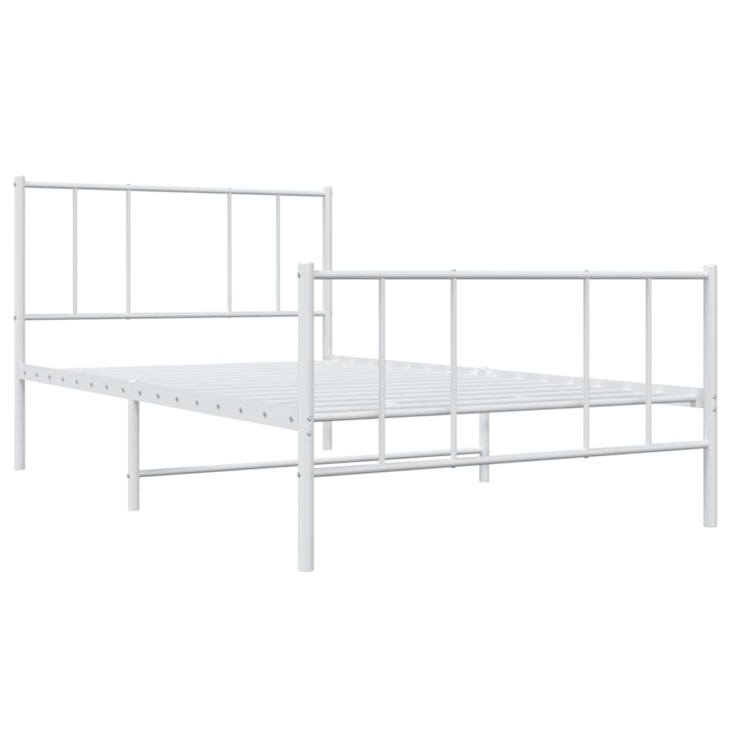 Estrutura de cama com cabeceira e pés 100x200 cm metal branco