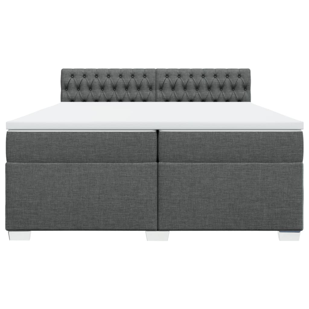 Cama com molas/colchão 200x200 cm tecido cinzento-escuro