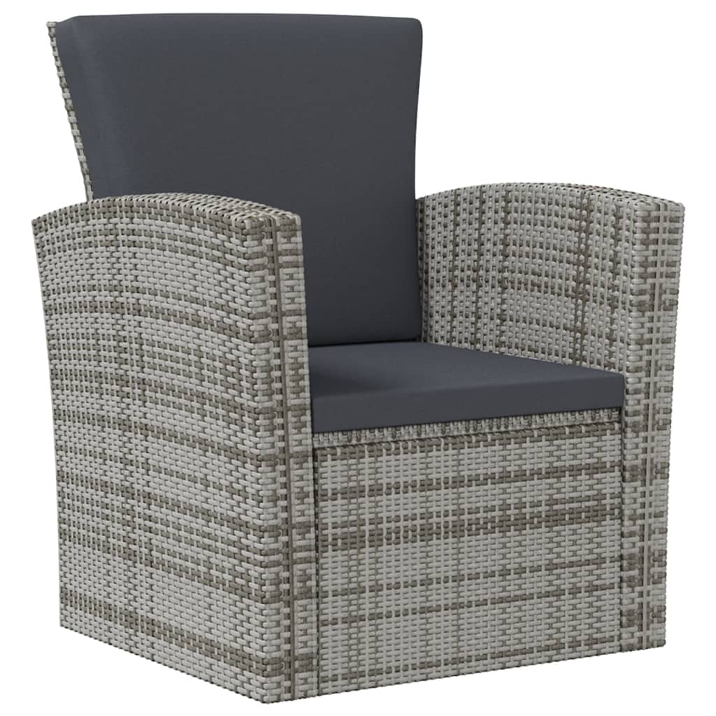 8 Pcs conjunto lounge de jardim c/ almofadões vime PE cinzento