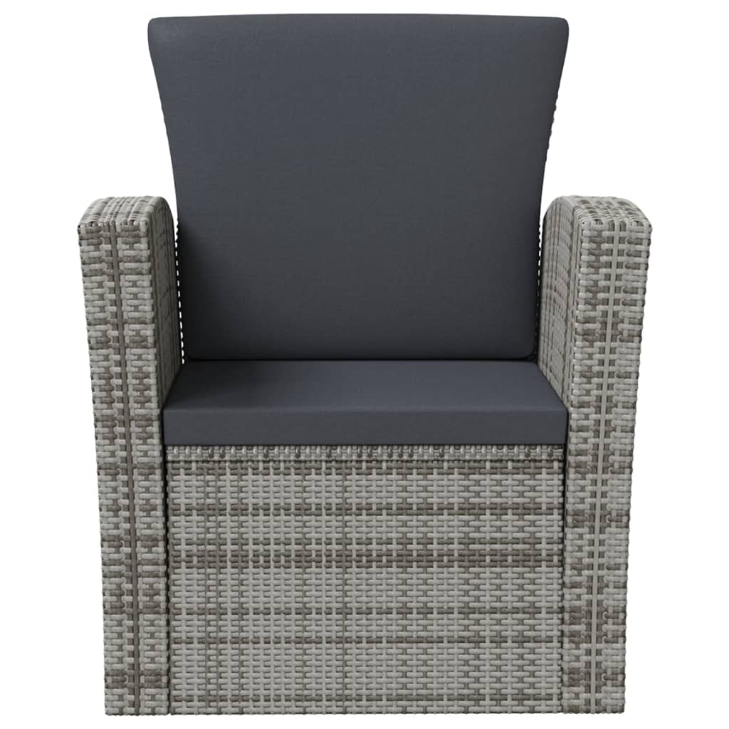 8 Pcs conjunto lounge de jardim c/ almofadões vime PE cinzento