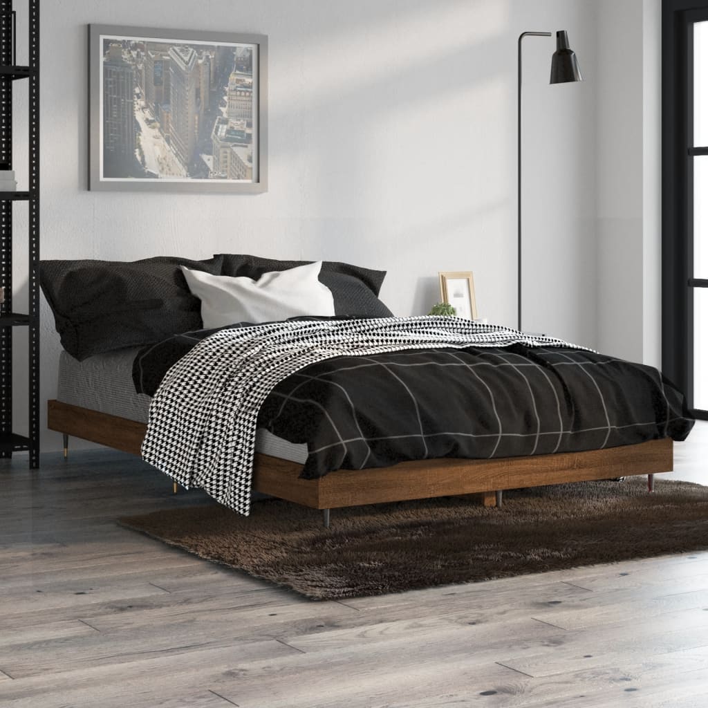 Estrutura cama s/ colchão derivados madeira carvalho castanho