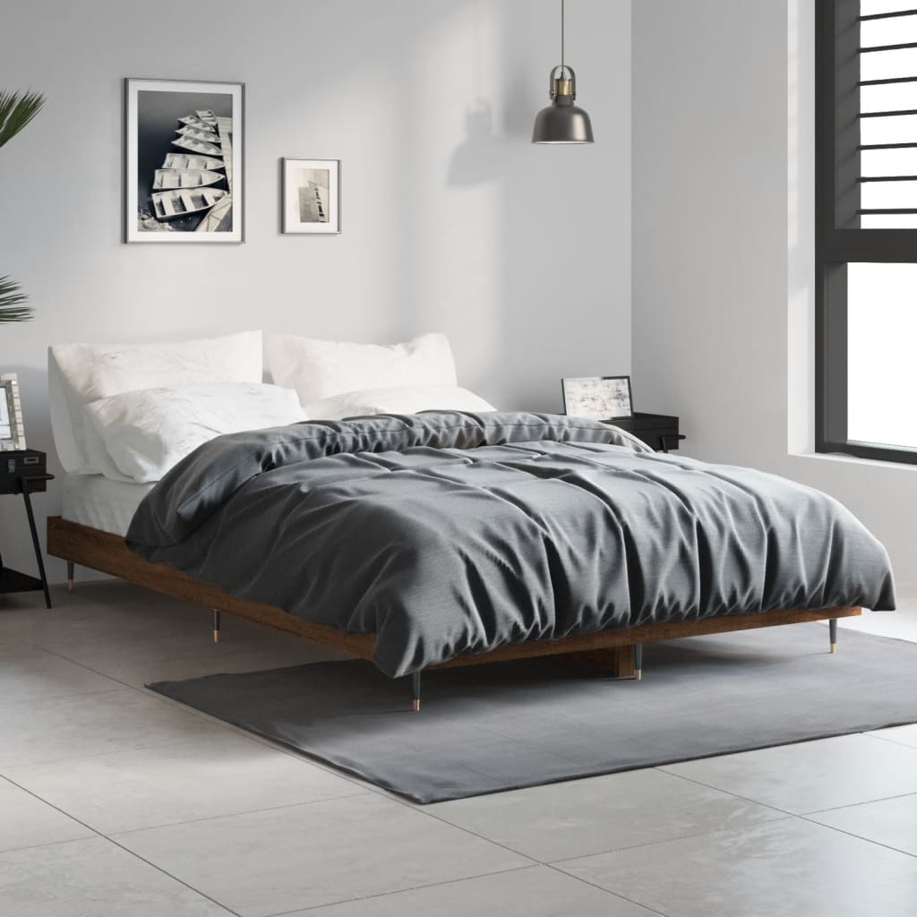Estrutura cama s/ colchão derivados madeira carvalho castanho