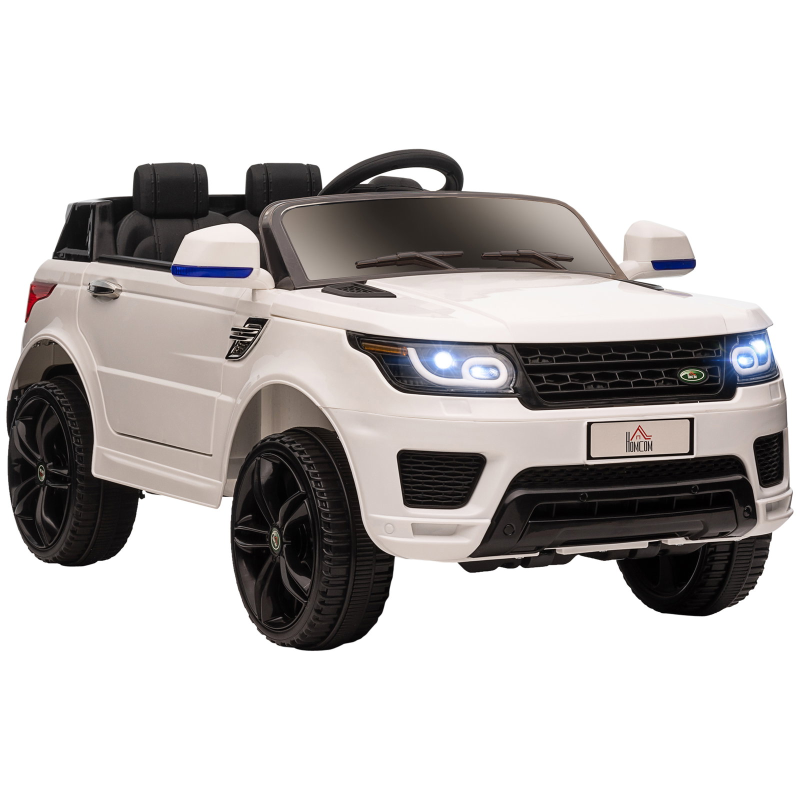 Carro elétrico suv infantil 12v com 2 motores controlo remoto faróis buzina bluetooth música USB e abertura de porta 3-5km/h 110x68x52cm branco