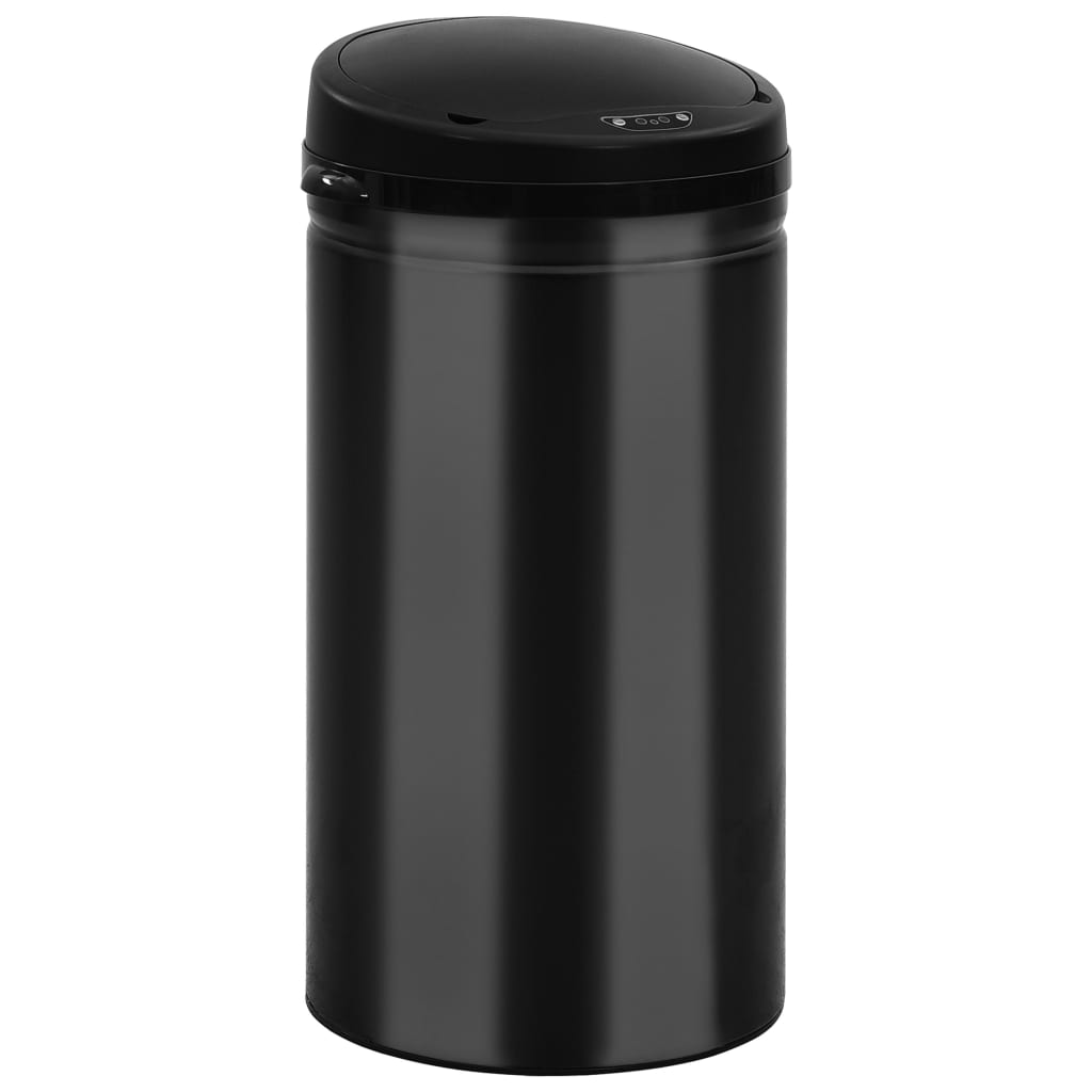 Caixote do lixo com sensor automático 50 l aço carbono preto