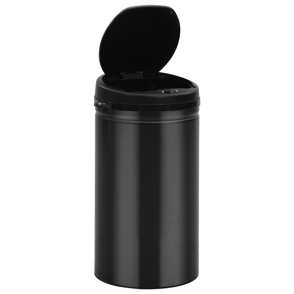 Caixote do lixo com sensor automático 50 l aço carbono preto