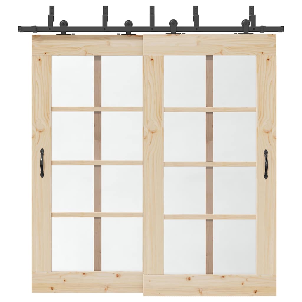 Kit de ferragens para porta deslizante 213,5 cm aço preto
