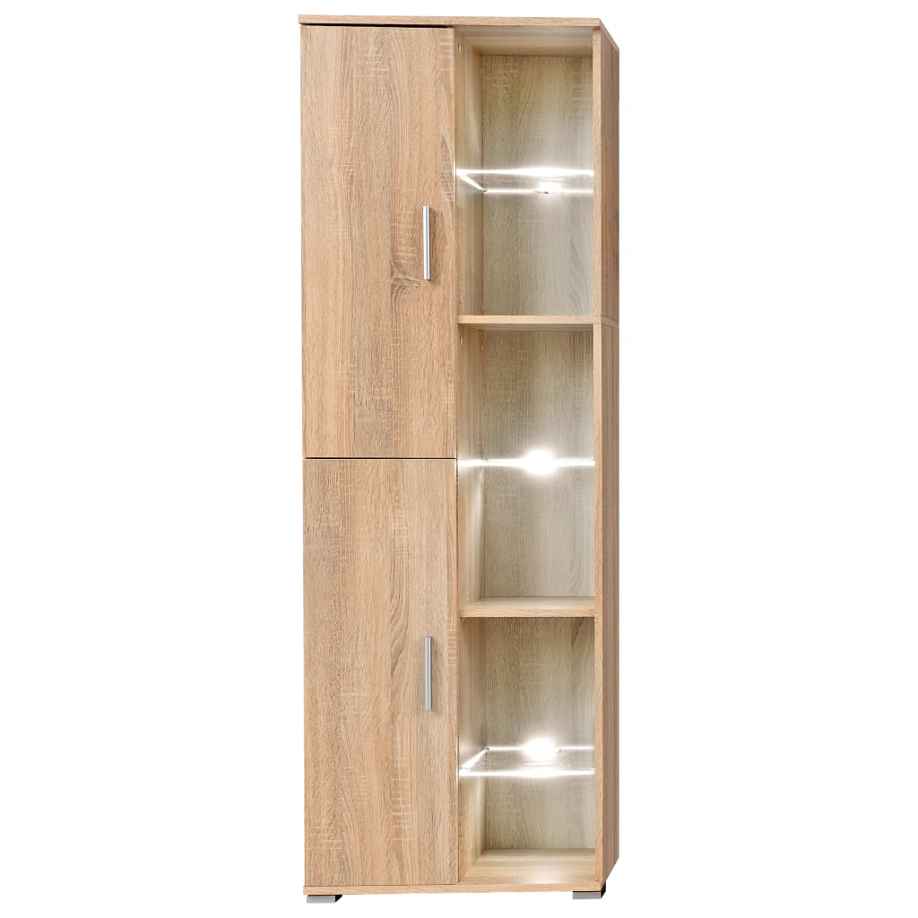 Unidade de parede para TV com luzes LED carvalho sonoma