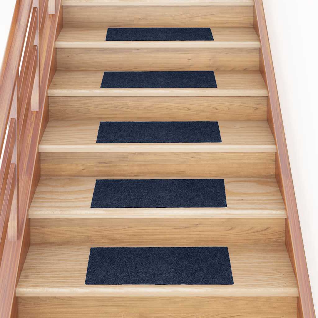 Tapetes de escada autoadesivos 30 peças 60x25 cm azul marinho retangular
