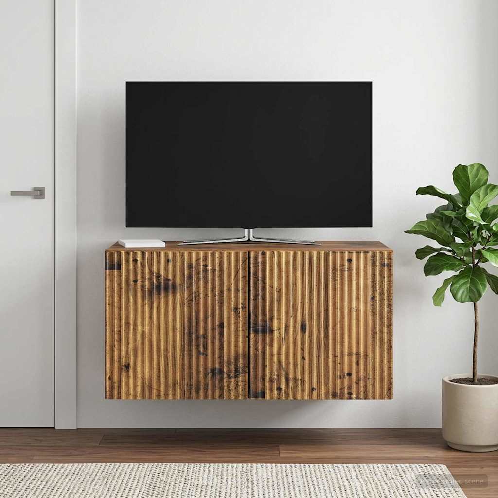 Gabinete de TV de parede madeira antiga 59,5 x 31 x 30 cm