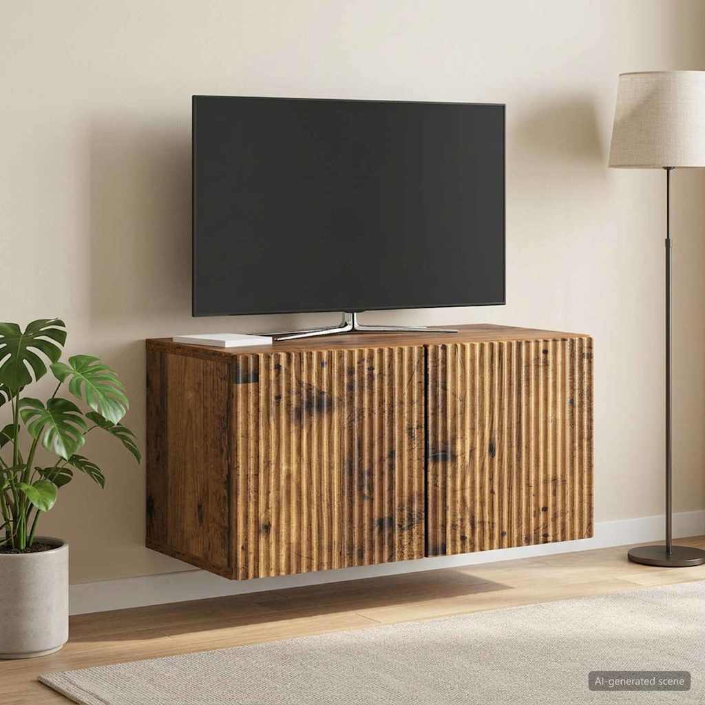 Gabinete de TV de parede madeira antiga 59,5 x 31 x 30 cm